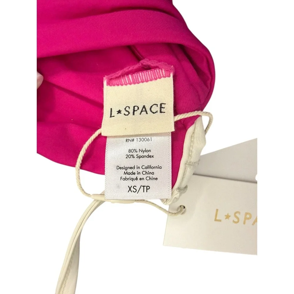 L*SPACE Pink‎ White Nico Bikini Top Underwire Contrast V-Wire XS NWT